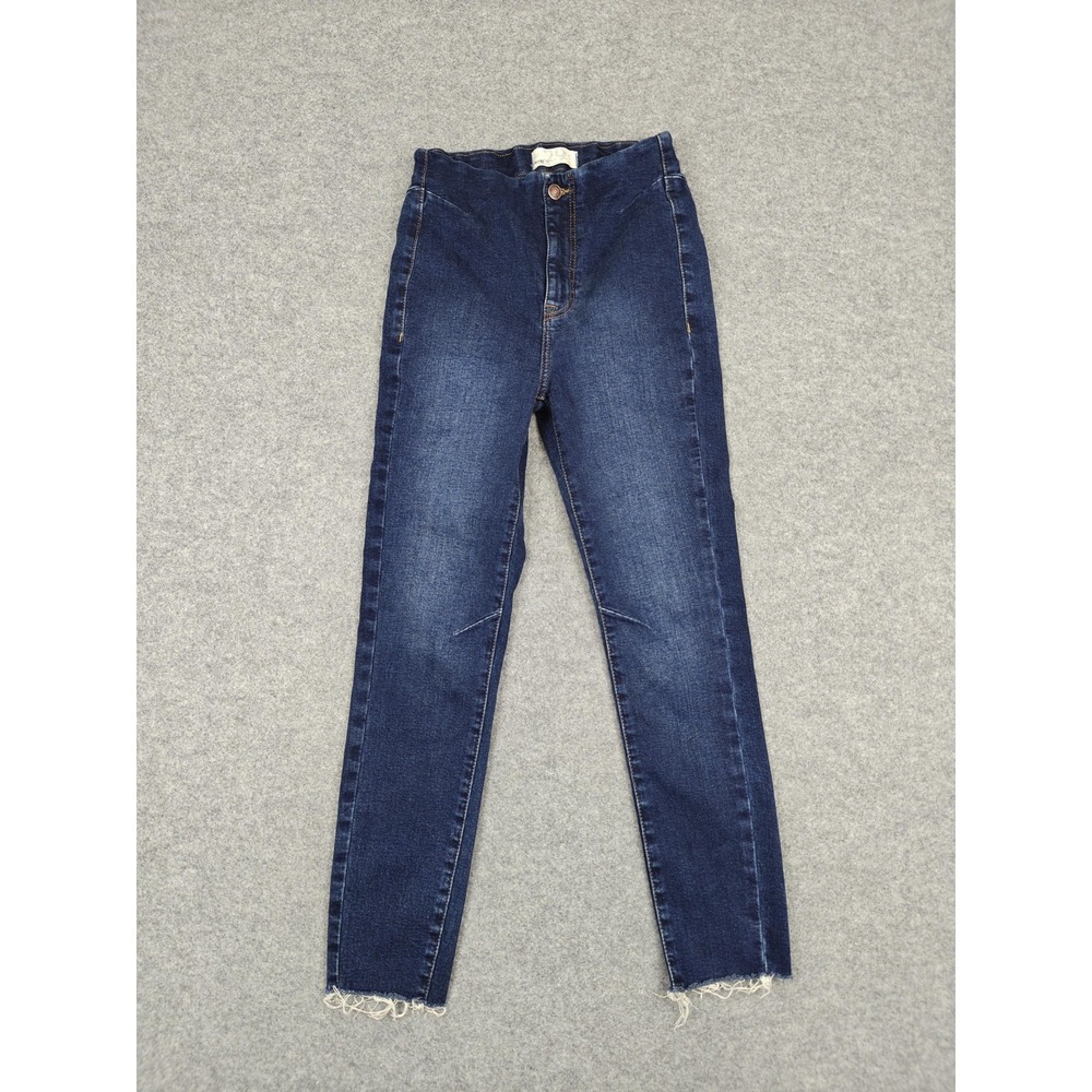 Free People We The Free Jeans Womens 29 Blue High Rise Skinny Raw Hem Denim